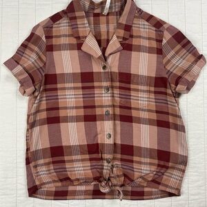 Kuhl Women's Elsie Plaid Botton and Tie Front Blouse XS